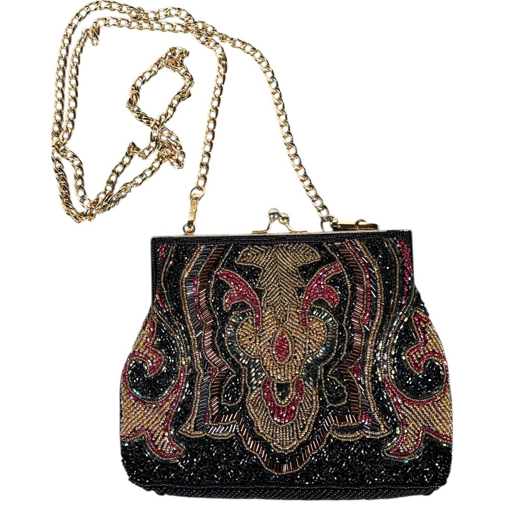 VINTAGE Elegant Hand Beaded Evening Clutch Handbag - Picture 2 of 9